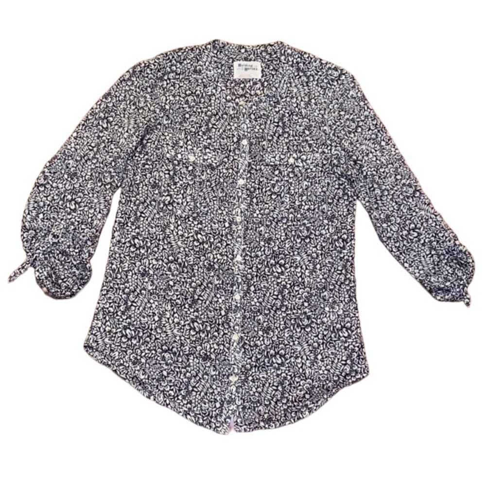 Anthropologie Holding Horses bird floral black top